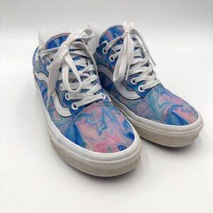 Vans Authentic Old Skool Blue Pink Swirl Oil Slick Low Top Sneakers Size M 5.5 W
